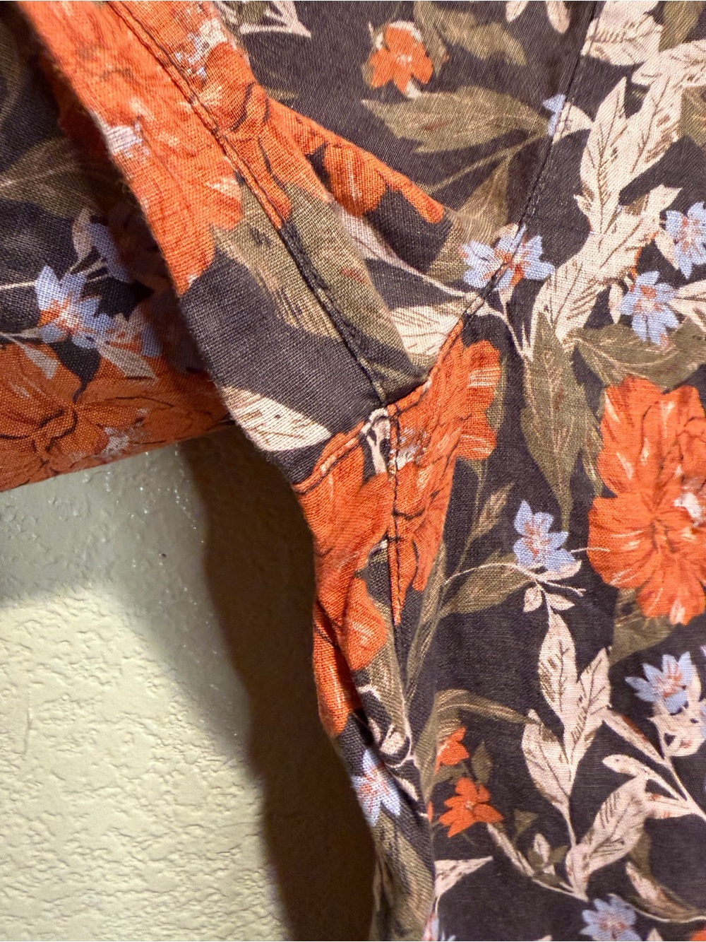 Haute Hippie Brown Floral Linen Pants with Orange Accents - Picture 3 of 6